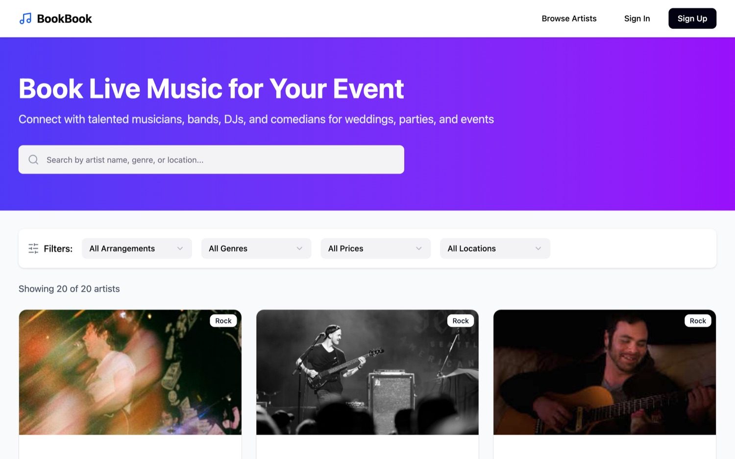 BookBook — book live music for your event